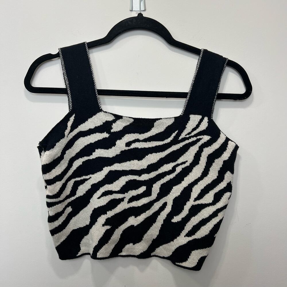 (SALE 5/$25) Clockhouse Knit Zebra Cropped Tank Top